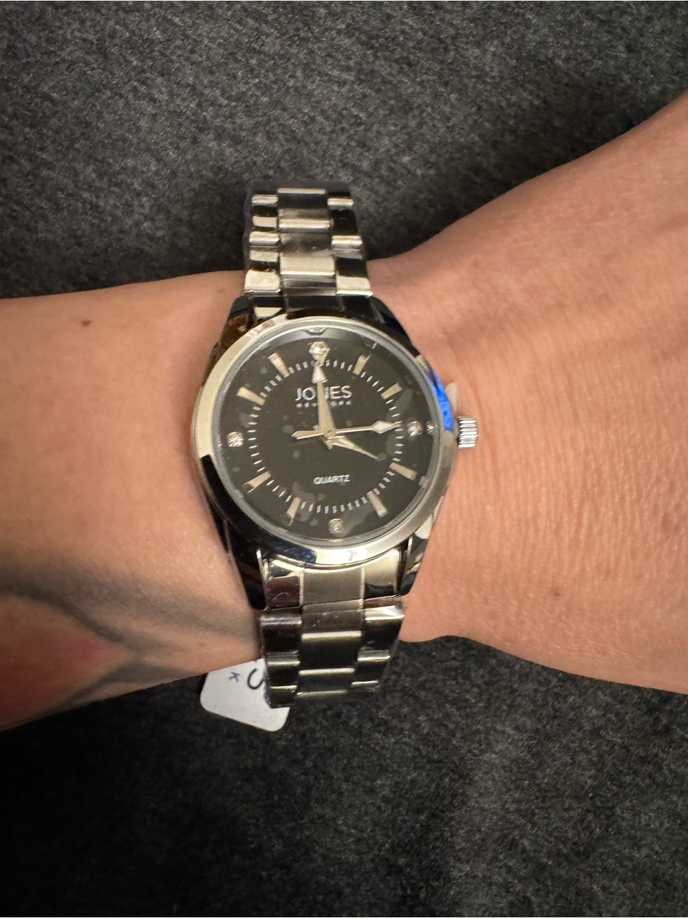 Brand New Men’s Jones New York Silver-Tone Watch with Diamond Accents